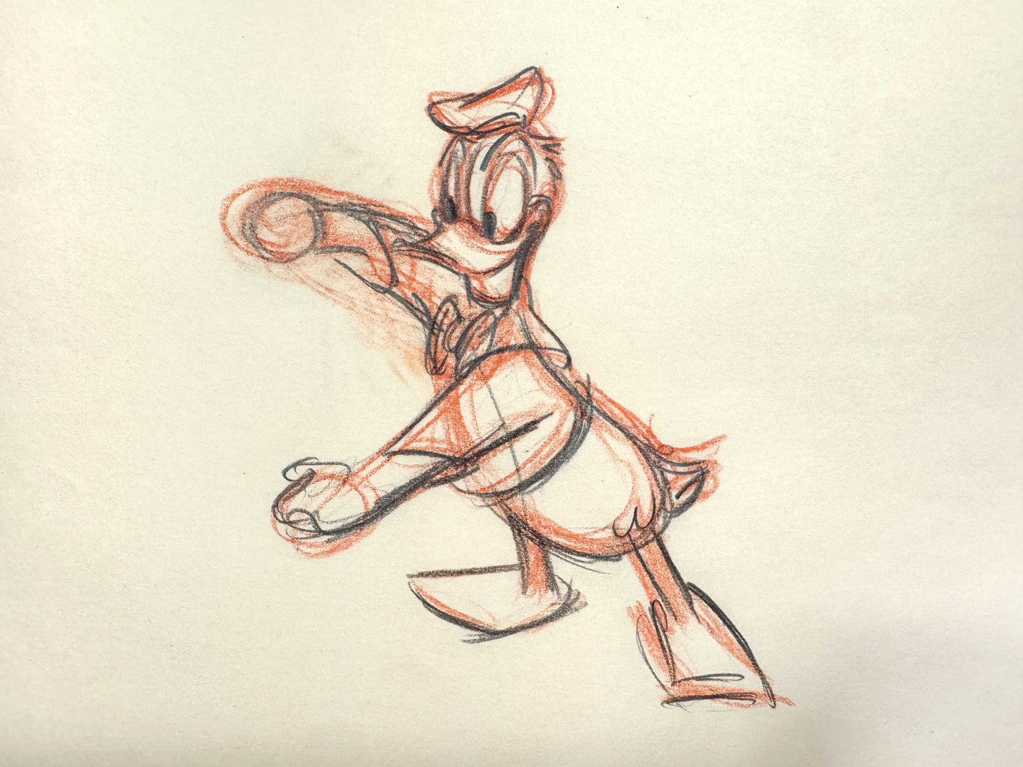 Donald Duck Original Animation Rough Production Drawing (Walt Disney 1940s). For sale on FLIP Gallery