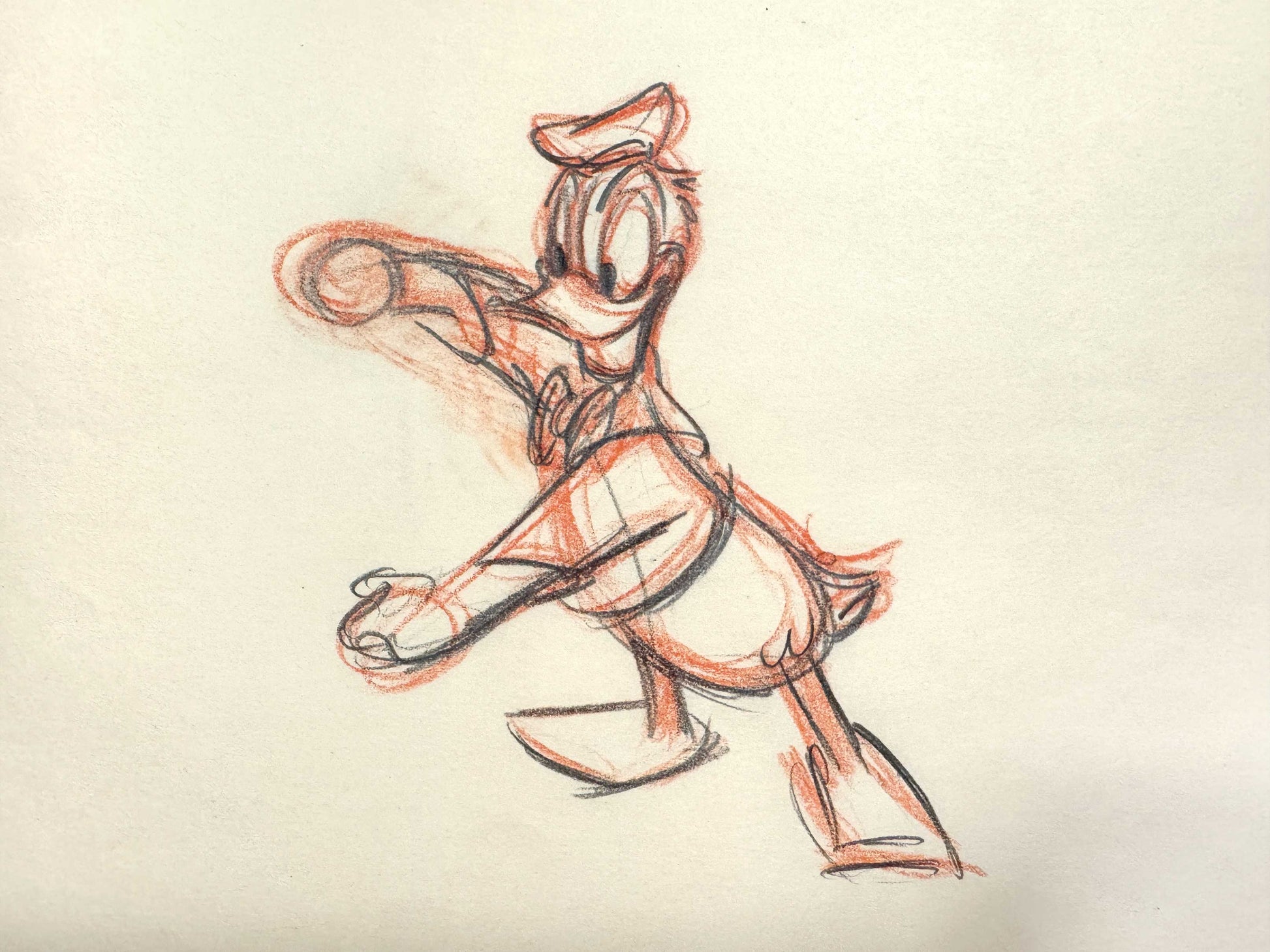 Donald Duck Original Animation Rough Production Drawing (Walt Disney 1940s). For sale on FLIP Gallery