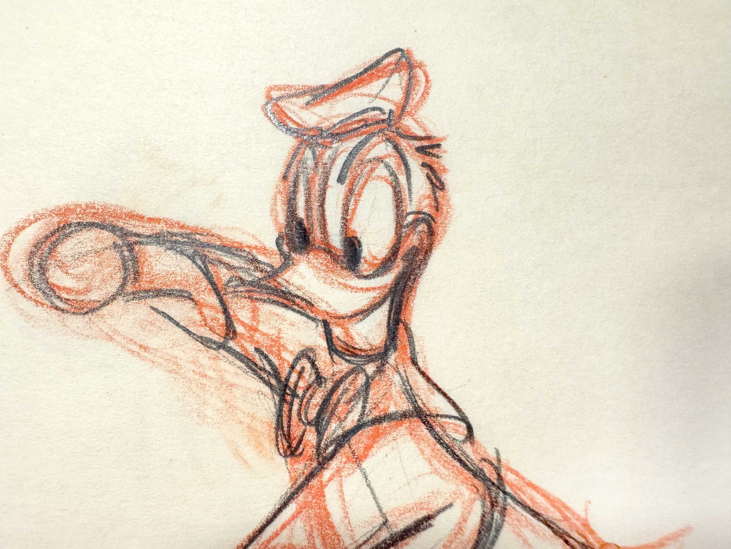Donald Duck Original Animation Rough Production Drawing (Walt Disney 1940s). For sale on FLIP Gallery