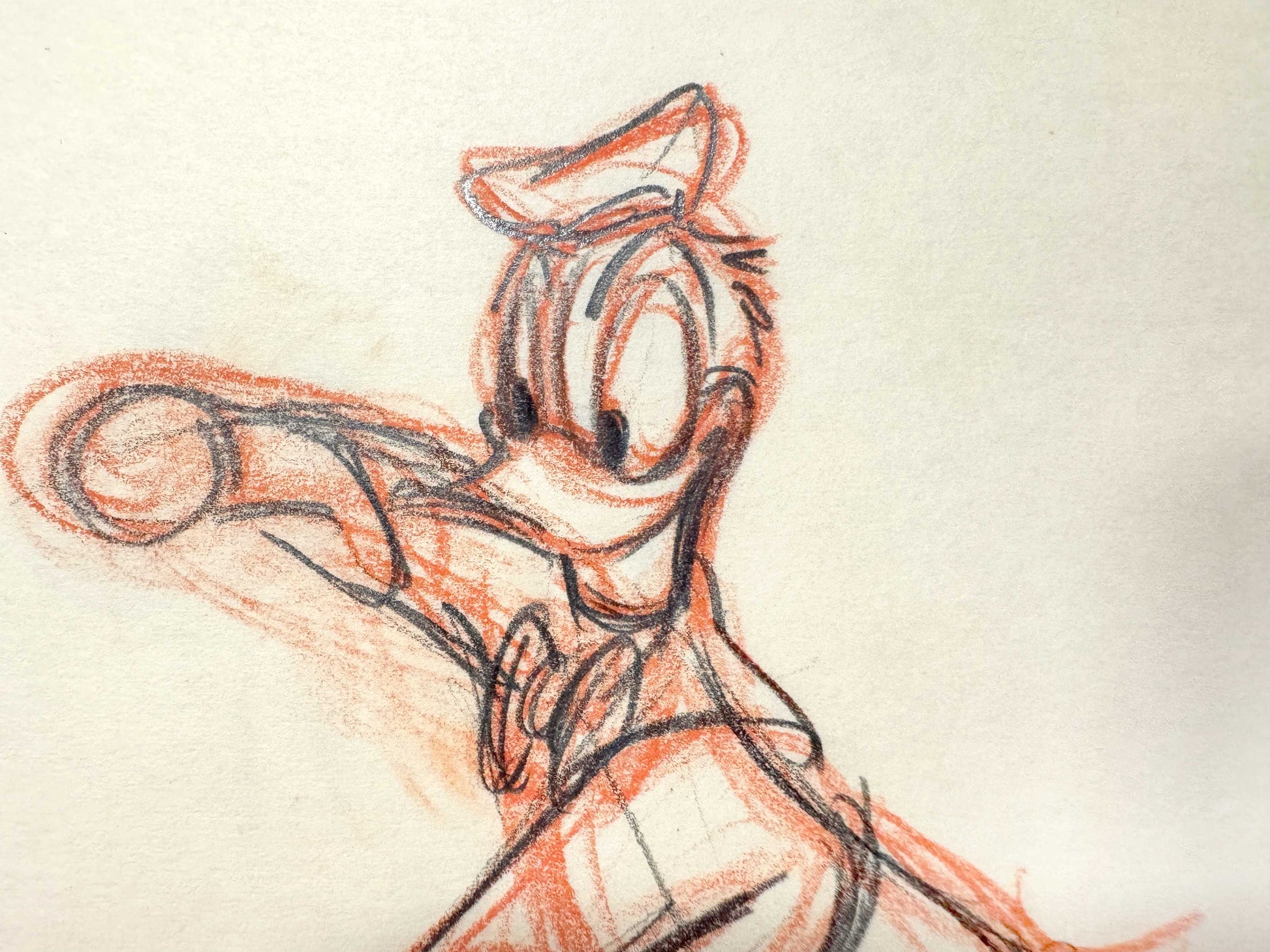 Donald Duck Original Animation Rough Production Drawing (Walt Disney 1940s). For sale on FLIP Gallery