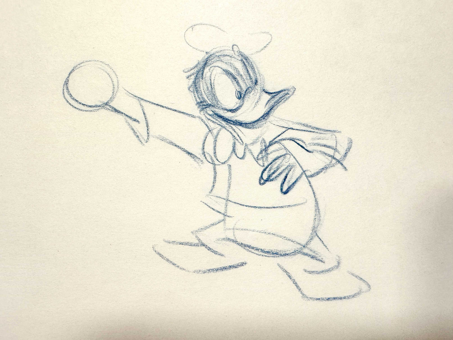 Donald Duck Original Animation Rough Production Drawing (Walt Disney, 1940s). For sale on FLIP Gallery
