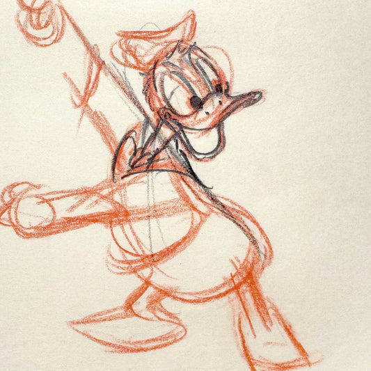 Donald Duck Original Animation Rough Production Drawing (Walt Disney 1940s). For sale on FLIP Gallery