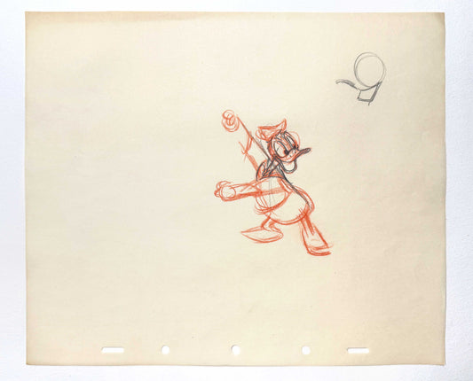 Donald Duck Original Animation Rough Production Drawing (Walt Disney 1940s). For sale on FLIP Gallery