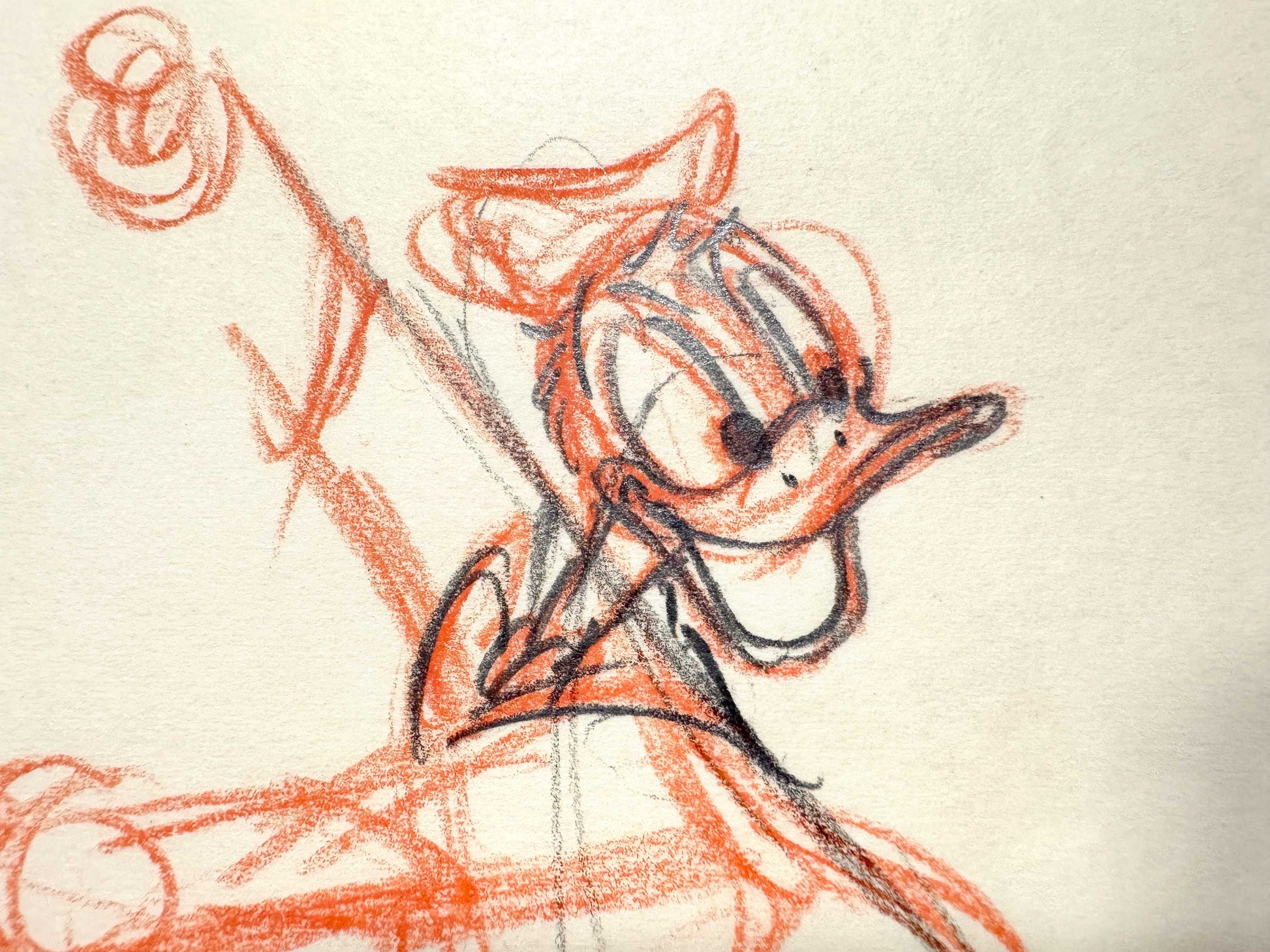 Donald Duck Original Animation Rough Production Drawing (Walt Disney 1940s). For sale on FLIP Gallery