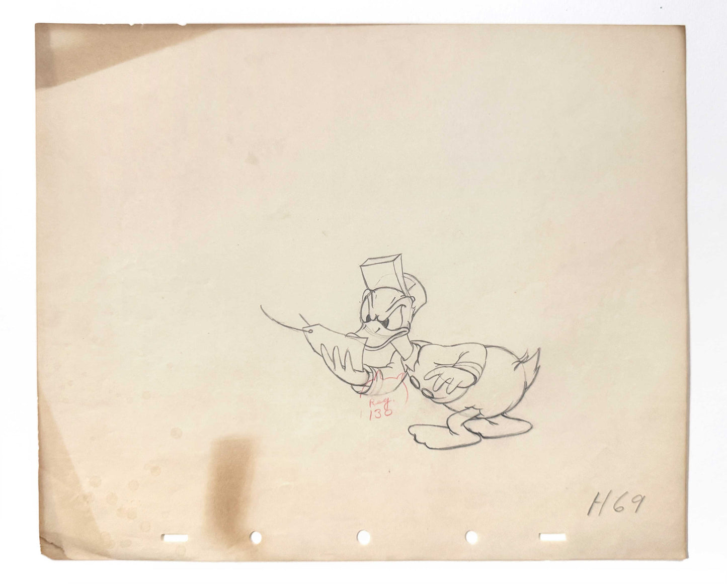 Donald Duck Original Animation Production Art Drawing (Walt Disney, 1937). For sale on FLIP Gallery