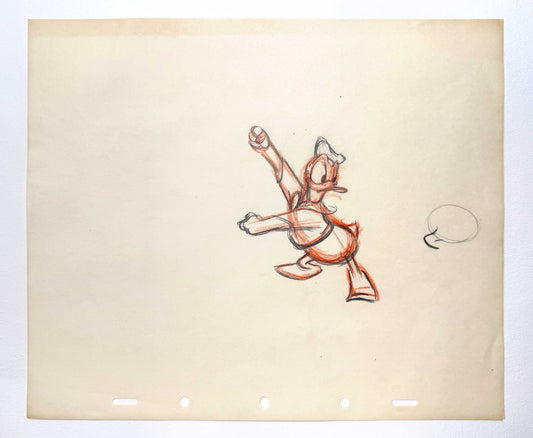 Donald Duck Original Vintage Animation Rough Production Drawing (Walt Disney 1940s). For sale on FLIP Gallery