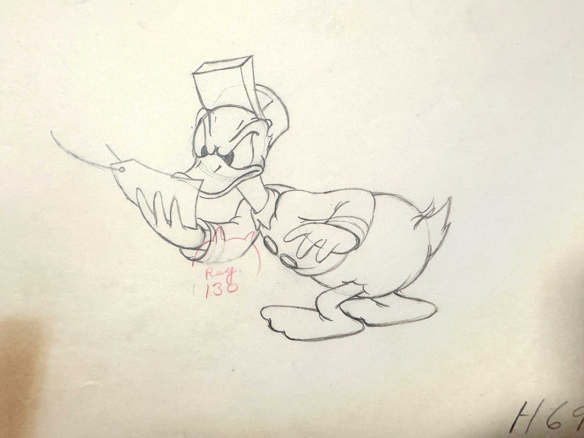 Donald Duck Original Animation Production Art Drawing (Walt Disney, 1937). For sale on FLIP Gallery