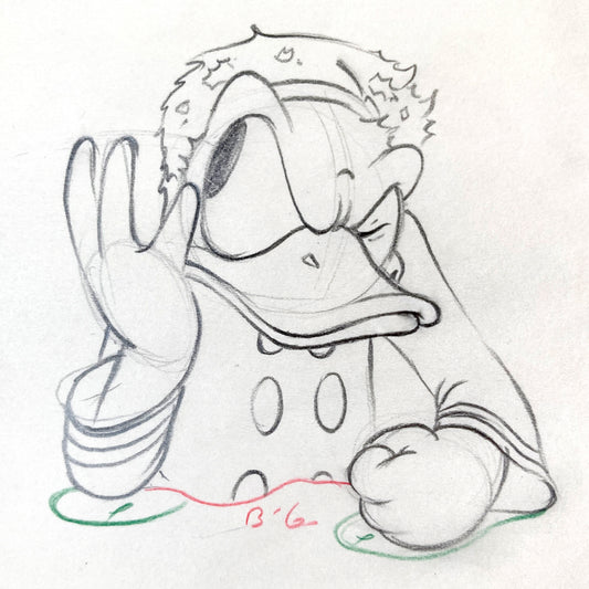 "Self Control" (Walt Disney, 1938) Original Animation Production Drawing of Donald Duck. For sale on FLIP Gallery