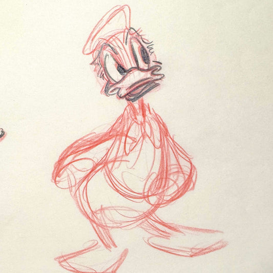 Donald Duck Original Animation Rough Production Drawing (Walt Disney 1940s). For sale on FLIP Gallery