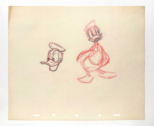 Donald Duck Original Animation Rough Production Drawing (Walt Disney 1940s). For sale on FLIP Gallery