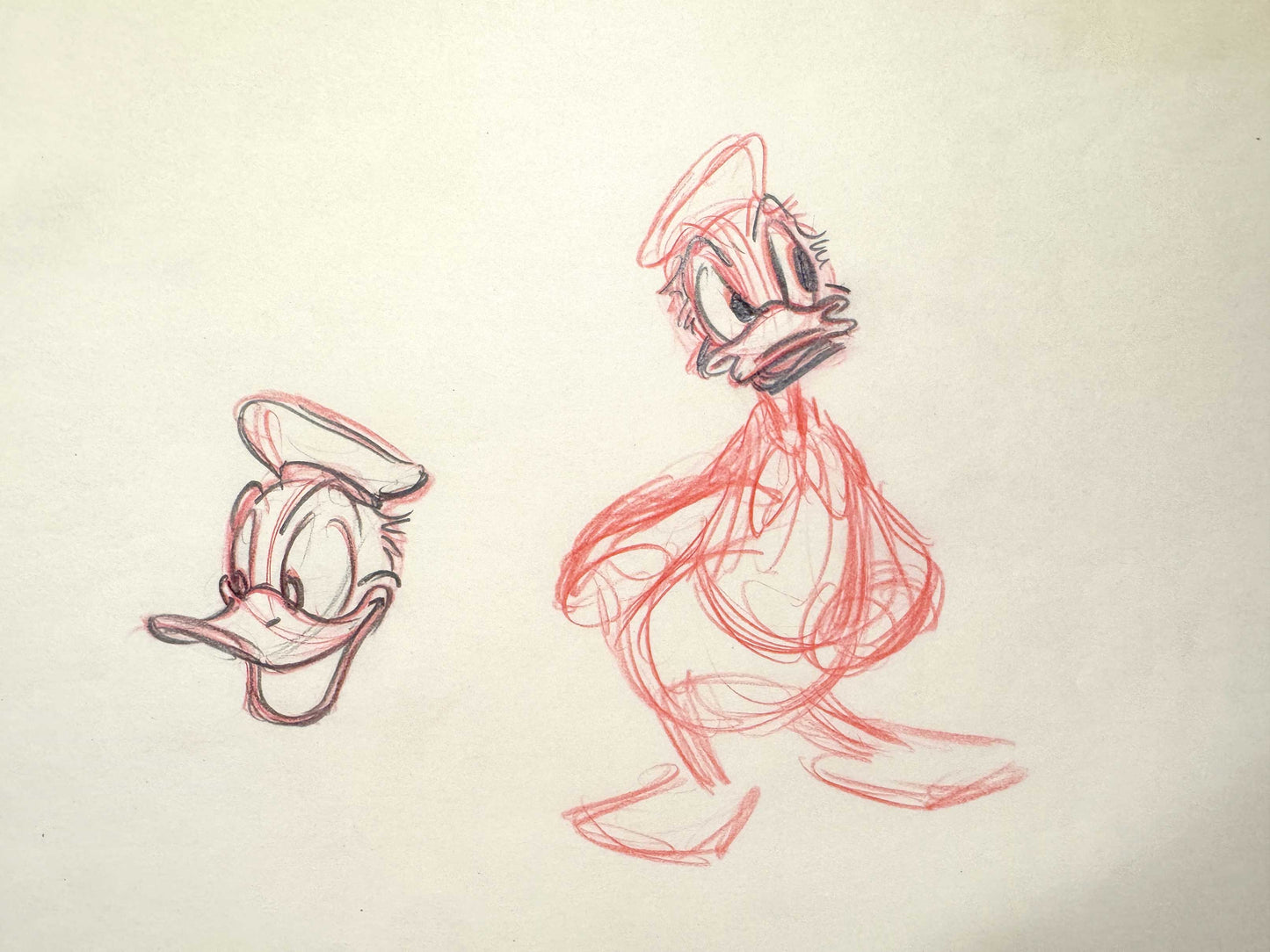 Donald Duck Original Animation Rough Production Drawing (Walt Disney 1940s). For sale on FLIP Gallery