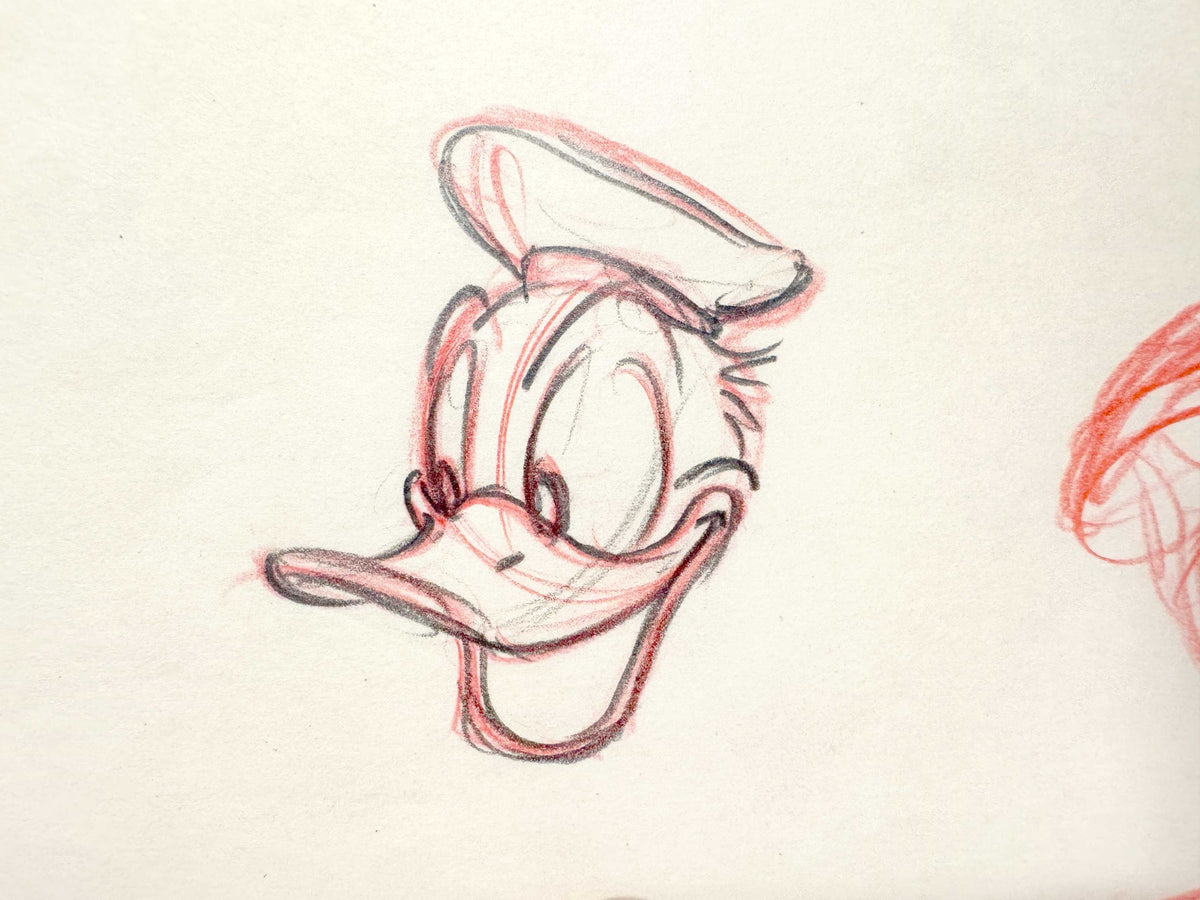Donald Duck Original Animation Rough Production Drawing (Walt Disney 1940s). For sale on FLIP Gallery