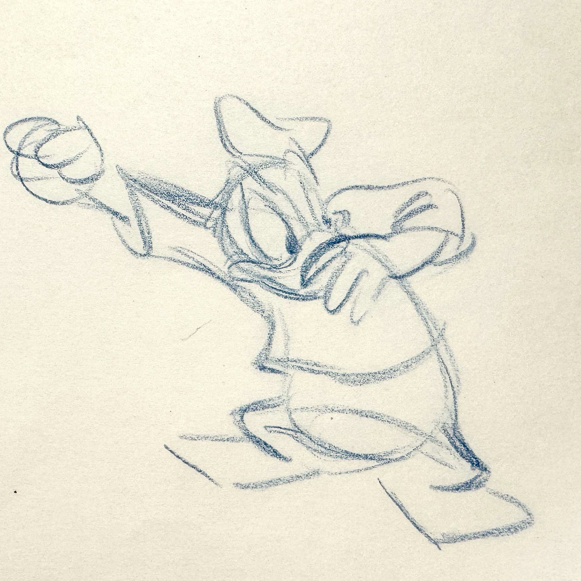 Donald Duck Original Animation Rough Production Drawing (Walt Disney 1940s). For sale on FLIP Gallery