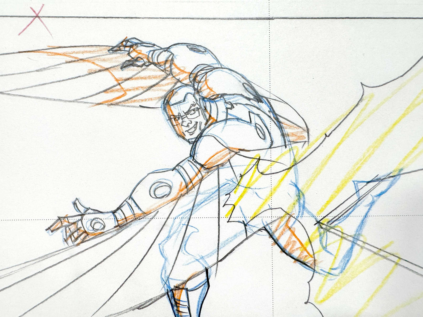FALCON : Original Animation Layout Production Drawing, from the serie "Avengers Assemble" (Marvel, 2012). For sale on FLIP Gallery