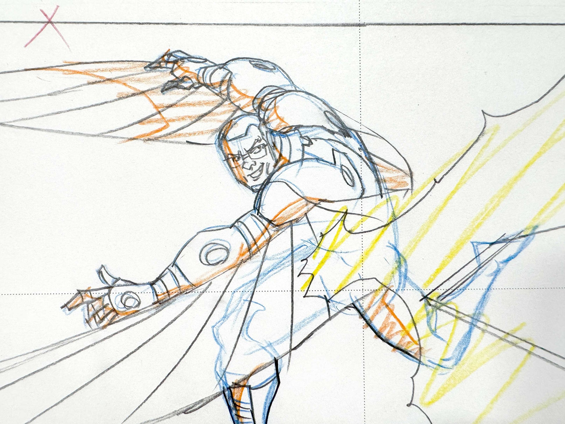 FALCON : Original Animation Layout Production Drawing, from the serie "Avengers Assemble" (Marvel, 2012). For sale on FLIP Gallery