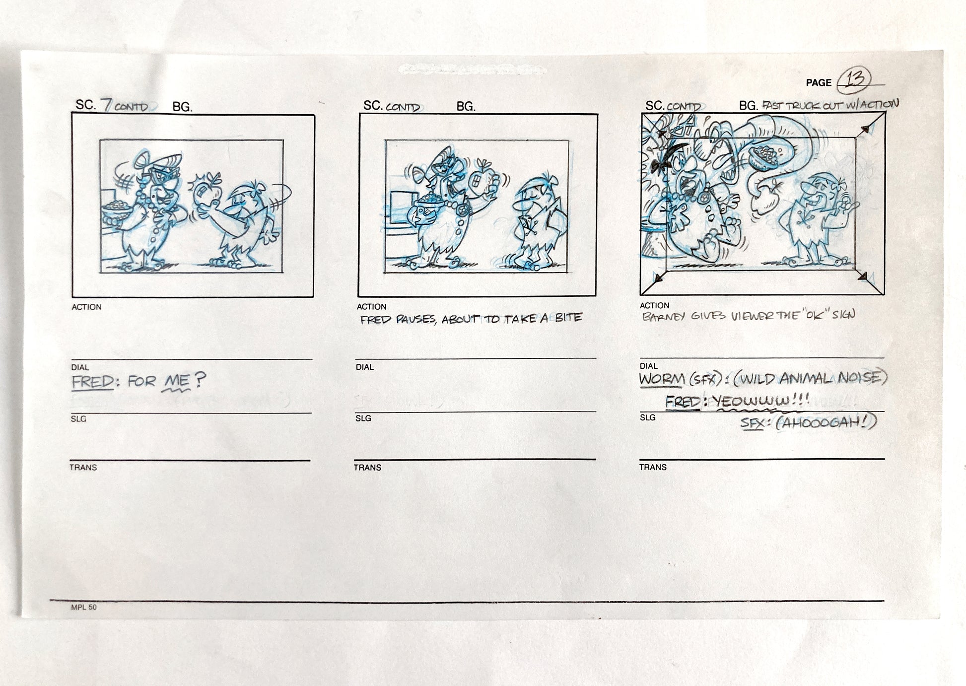 Original Animation Storyboard Art from Flintstones