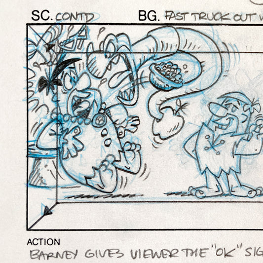 Original Storyboard Drawing from Flintstones