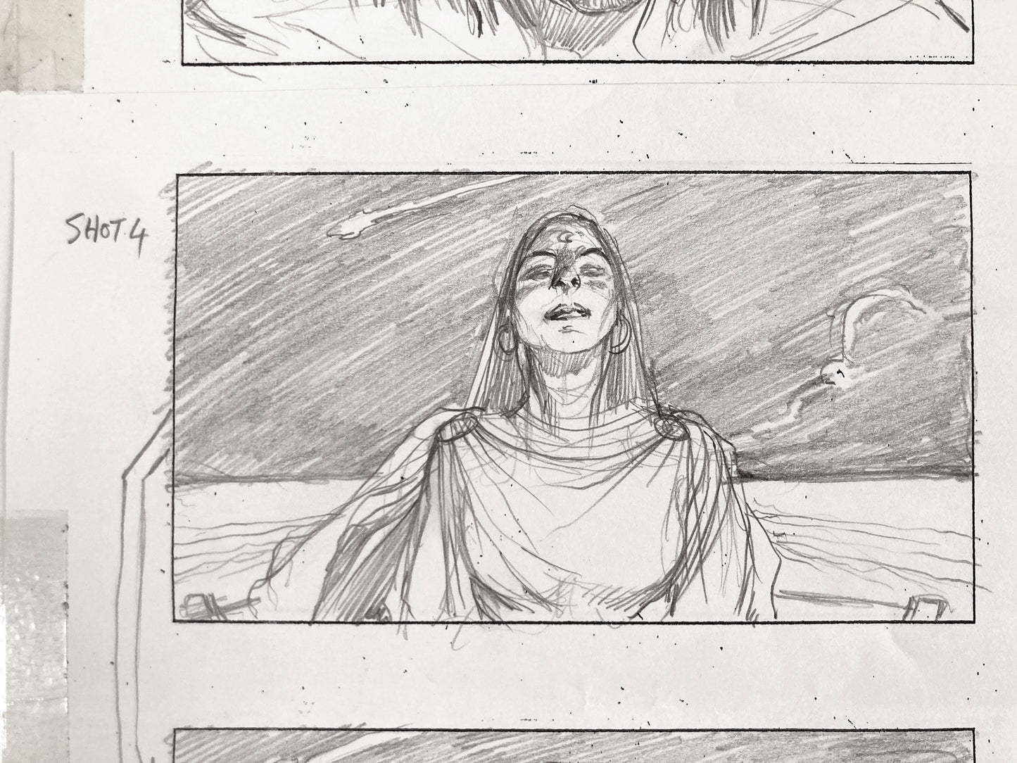 Game of Thrones "Garden of Bones" Davos and Melisandre Original Production Used Storyboard Art - Signed by William Simpson (HBO, 2012). For sale on FLIP Gallery