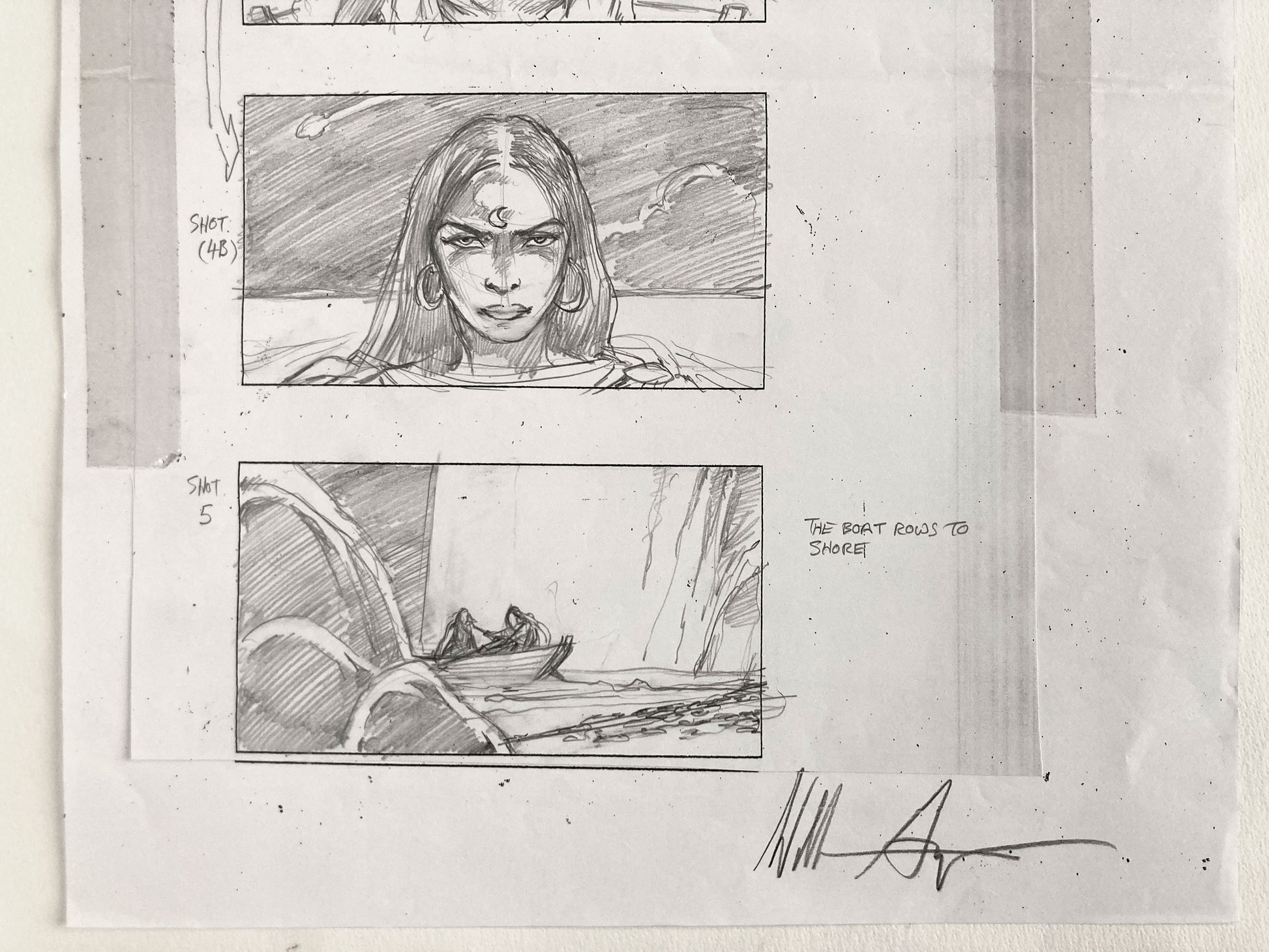 Game of Thrones "Garden of Bones" Davos and Melisandre Original Production Used Storyboard Art - Signed by William Simpson (HBO, 2012). For sale on FLIP Gallery
