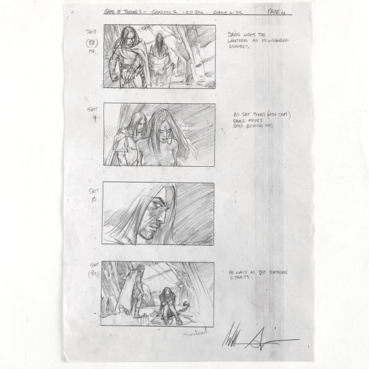 GAME OF THRONES : Original Production Storyboard Art Used & Signed (HBO, 2012)