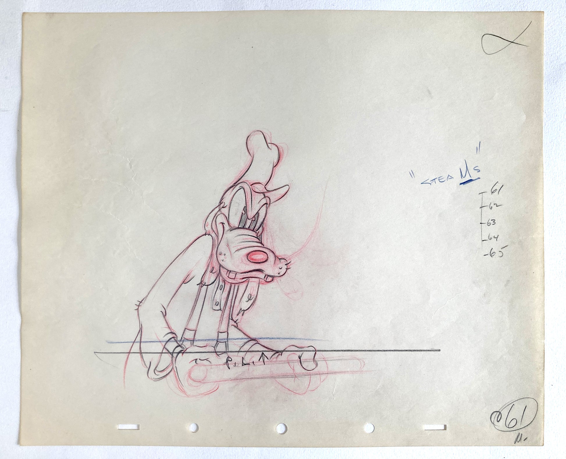 Tugboat Mickey : Original Production Used Goofy Animation Drawing (Walt Disney, 1940). For sale on FLIP Gallery