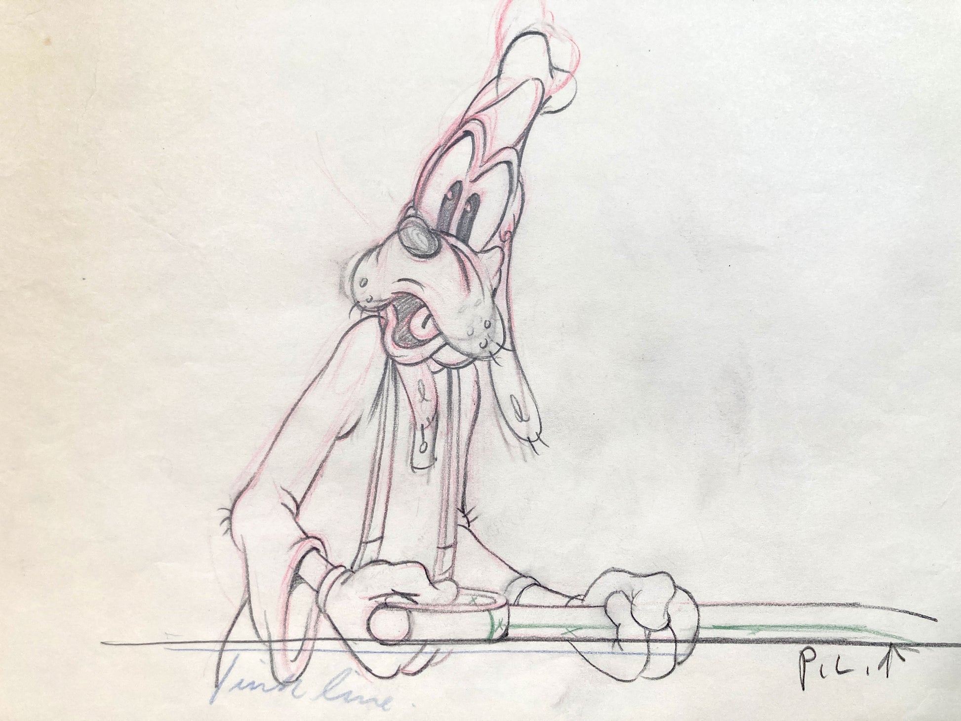 Tugboat Mickey Original Production Used Goofy Animation Drawing (Walt Disney, 1940). For sale on FLIP Gallery