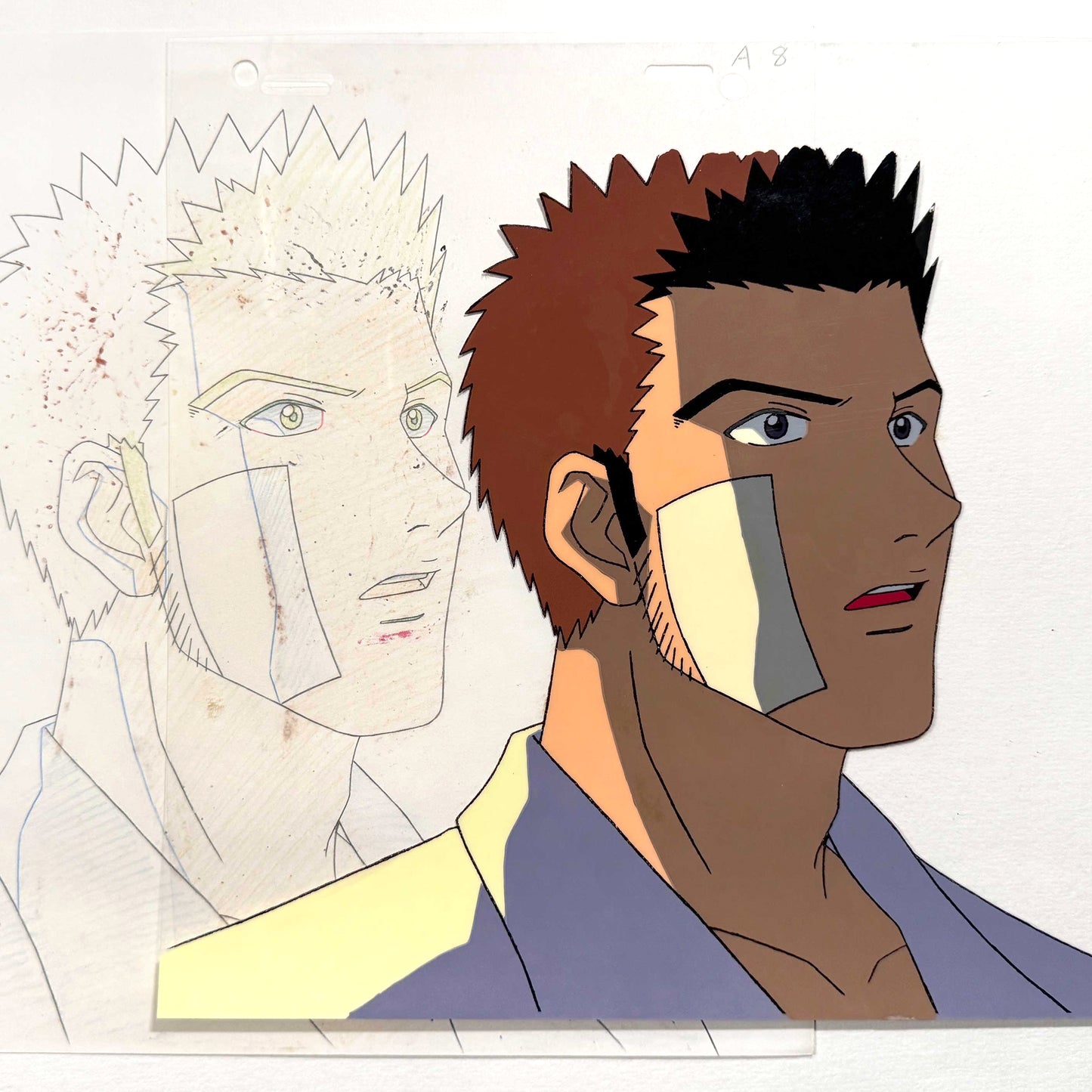 Hunter x Hunter Leorio Paradinight - Original Animation Production Cel and Matching Animation Drawing (Nippon Animation, c. 1999-2001). For sale on FLIP Gallery