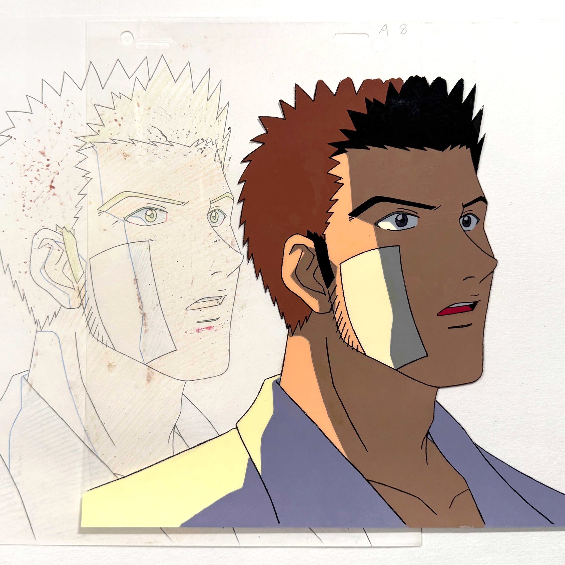 Hunter x Hunter Leorio Paradinight - Original Animation Production Cel and Matching Animation Drawing (Nippon Animation, c. 1999-2001). For sale on FLIP Gallery