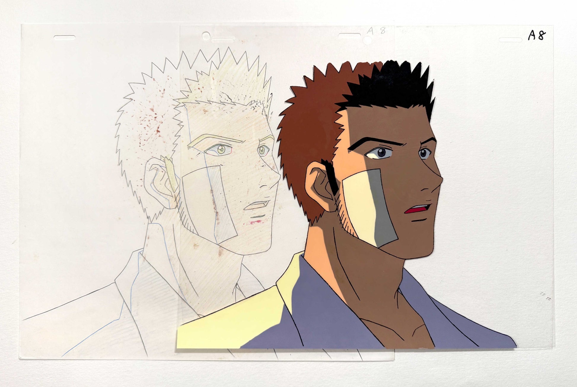 Hunter x Hunter Leorio Paradinight - Original Animation Production Cel and Matching Animation Drawing (Nippon Animation, c. 1999-2001). For sale on FLIP Gallery