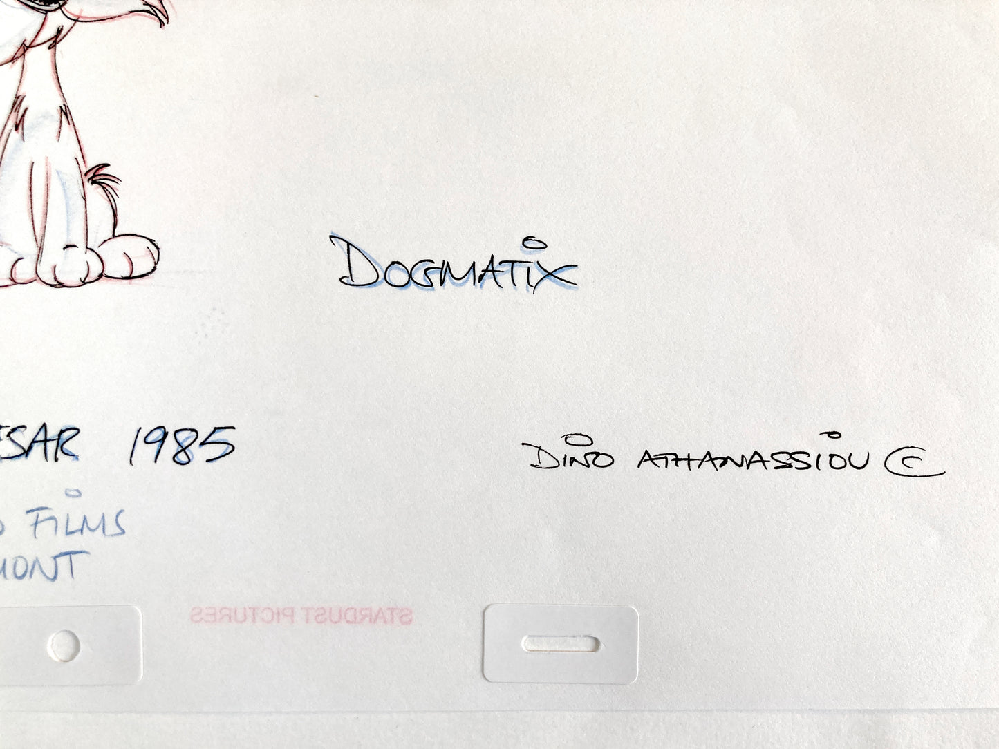ASTERIX : Original Animation Art of Idefix Signed (Gaumont Studios, 1985)
