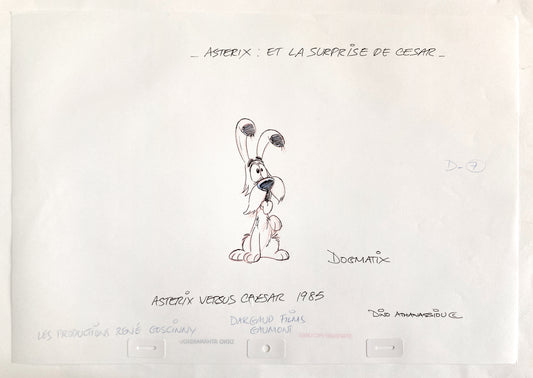 ASTERIX : Original Animation Art of Idefix Signed (Gaumont Studios, 1985)