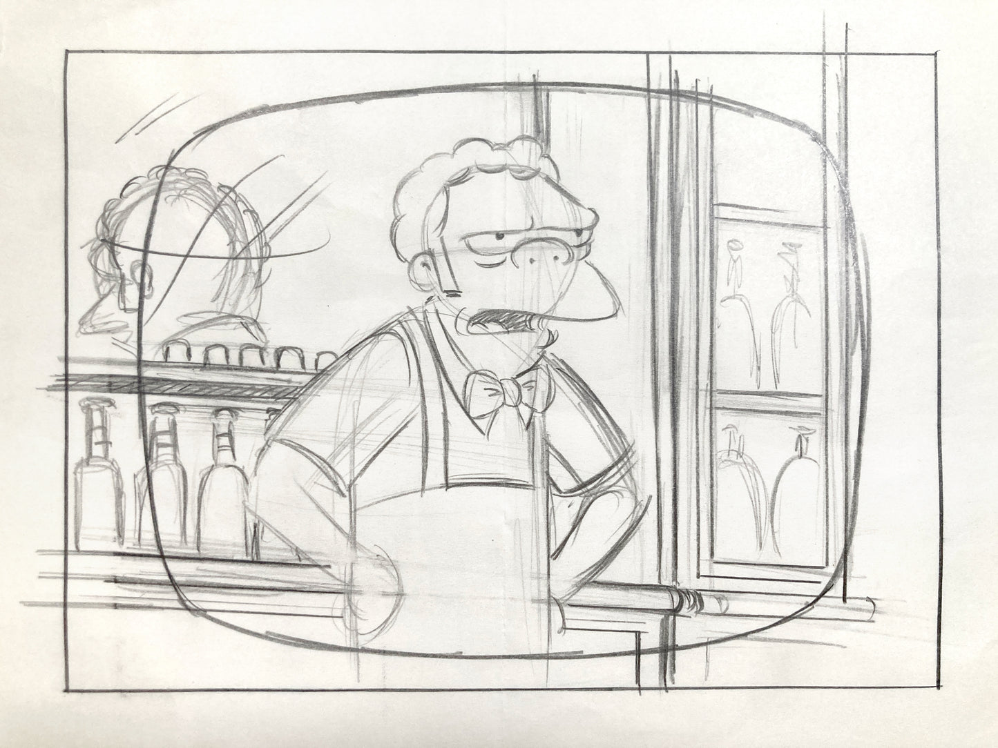 THE SIMPSONS : Original Animation Layout Drawing of Moe Szyslak (2005)