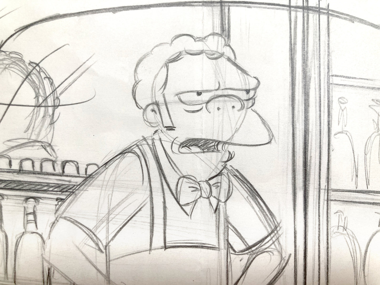 THE SIMPSONS : Original Animation Layout Drawing of Moe Szyslak (2005)