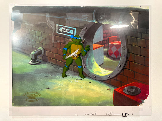 TEENAGE MUTANT NINJA TURTLES : Leonardo Original Animation Cel + Drawing (1987–1989)