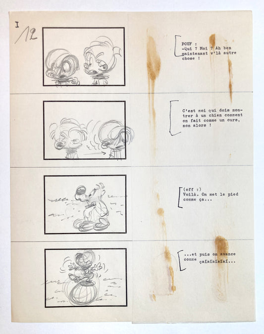 BOULE & BILL (1975) : Disegno originale dello storyboard di Jean Roba