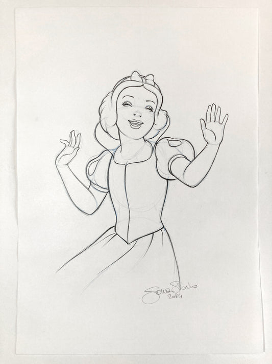 SNOW WHITE : Original Drawing for Disney Magazine – Unique Signed Artwork