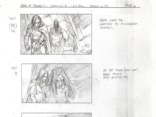 GAME OF THRONES : Original Production Storyboard Art Used & Signed (HBO, 2012)