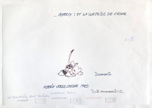 Original Animation Art Drawing of Idefix from Asterix and Obelix