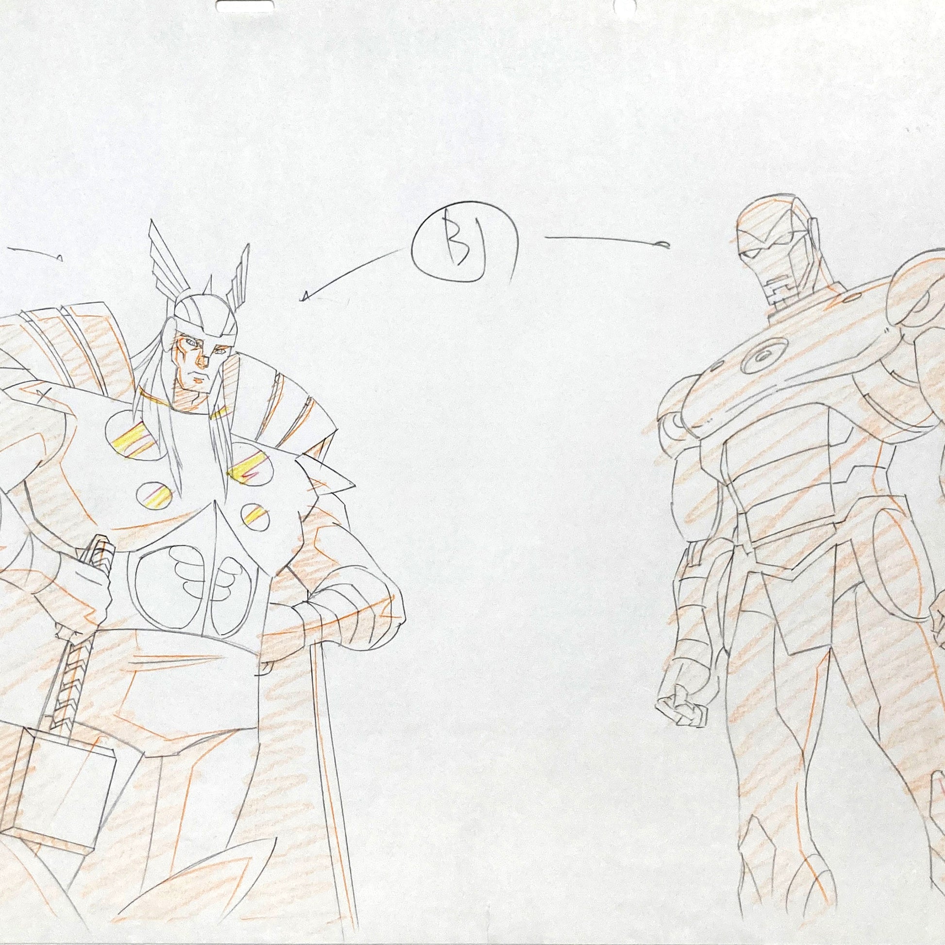 IRON MAN & THOR : Original Iron Animation Production Drawing (Marvel, 2010–2012). For sale on FLIP Gallery