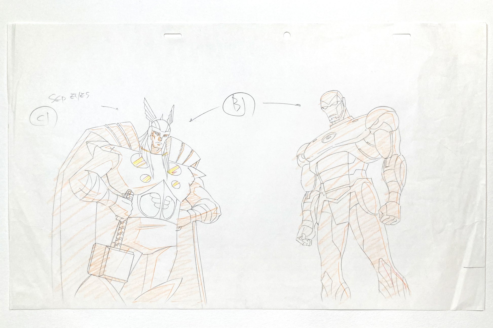 IRON MAN & THOR : Original Iron Animation Production Drawing (Marvel, 2010–2012). For sale on FLIP Gallery