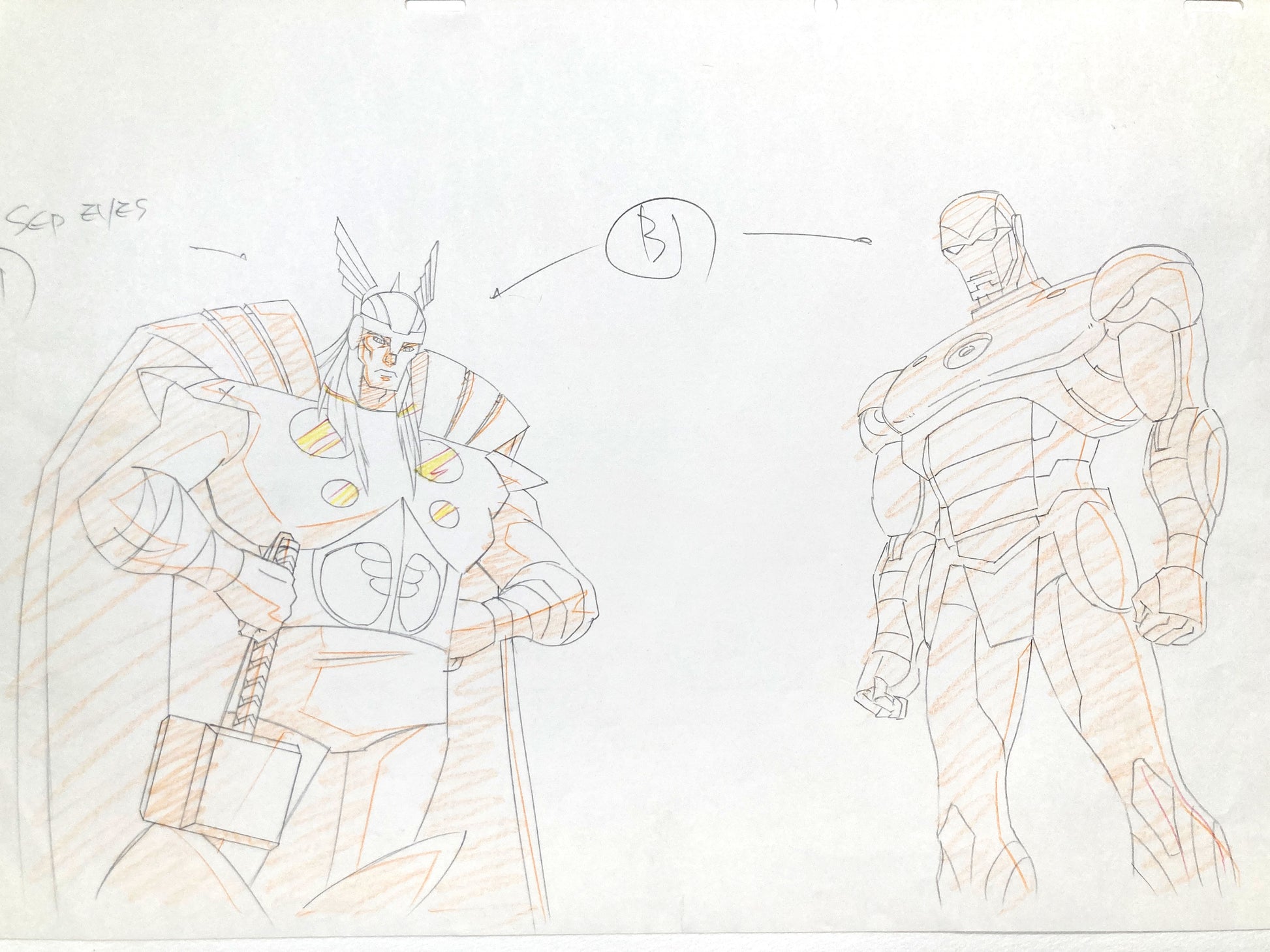 IRON MAN & THOR : Original Iron Animation Production Drawing (Marvel, 2010–2012). For sale on FLIP Gallery