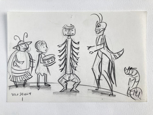 James and the Giant Peach - Signed Original Production Used Storyboard Drawing (Walt Disney, 1996). For sale on FLIP Gallery