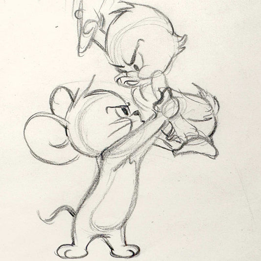 Jerry and Little Quacker Original Animation Production Art Drawing (MGM, 1955). For sale on FLIP Gallery