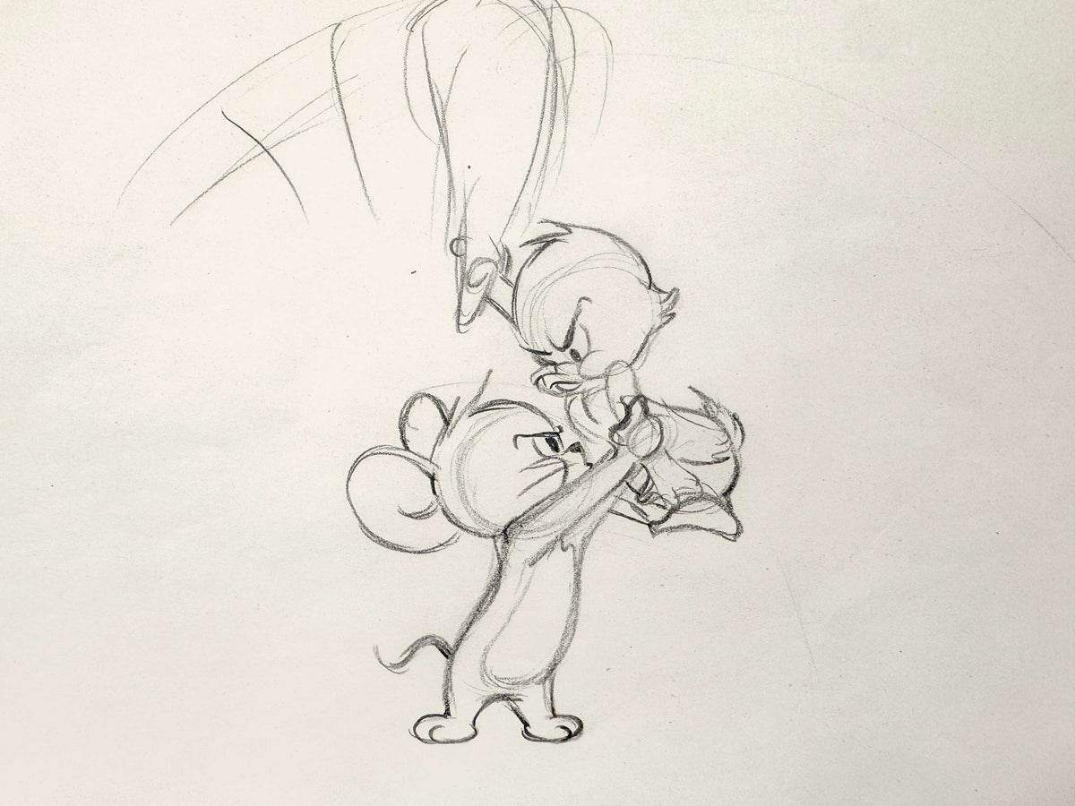 Jerry and Little Quacker Original Animation Production Art Drawing (MGM, 1955). For sale on FLIP Gallery