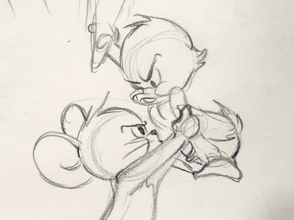 Jerry and Little Quacker Original Animation Production Art Drawing (MGM, 1955). For sale on FLIP Gallery