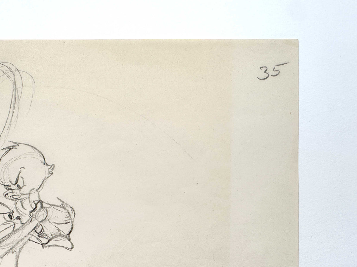 Jerry and Little Quacker Original Animation Production Art Drawing (MGM, 1955). For sale on FLIP Gallery