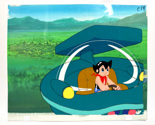 Jetter Mars Original Animation Production Cel with Key Hand-Painted Background + Layout Drawing (Toei Animation, 1977). For sale on FLIP Gallery