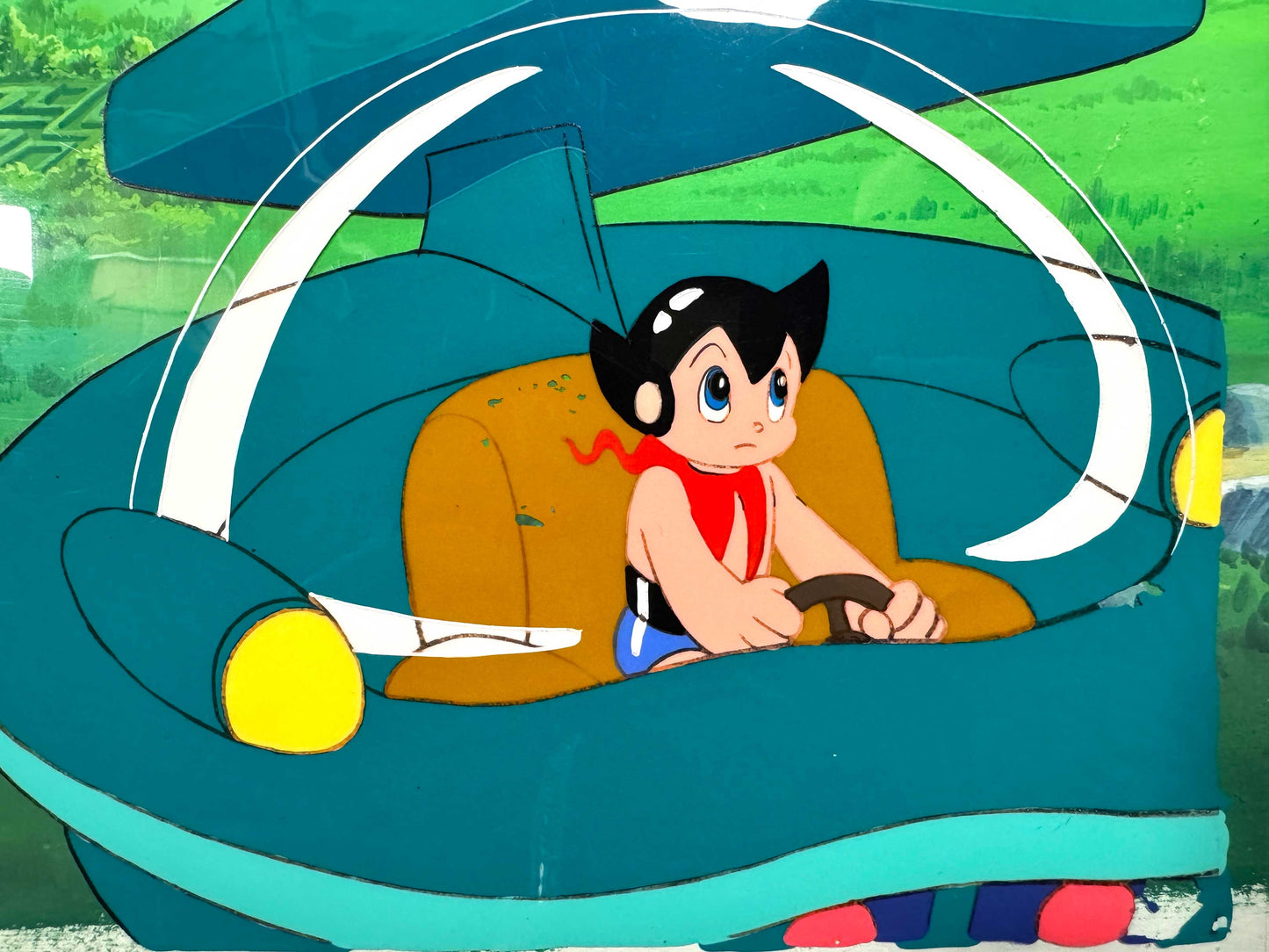 Jetter Mars Original Animation Production Cel with Key Hand-Painted Background + Layout Drawing (Toei Animation, 1977). For sale on FLIP Gallery