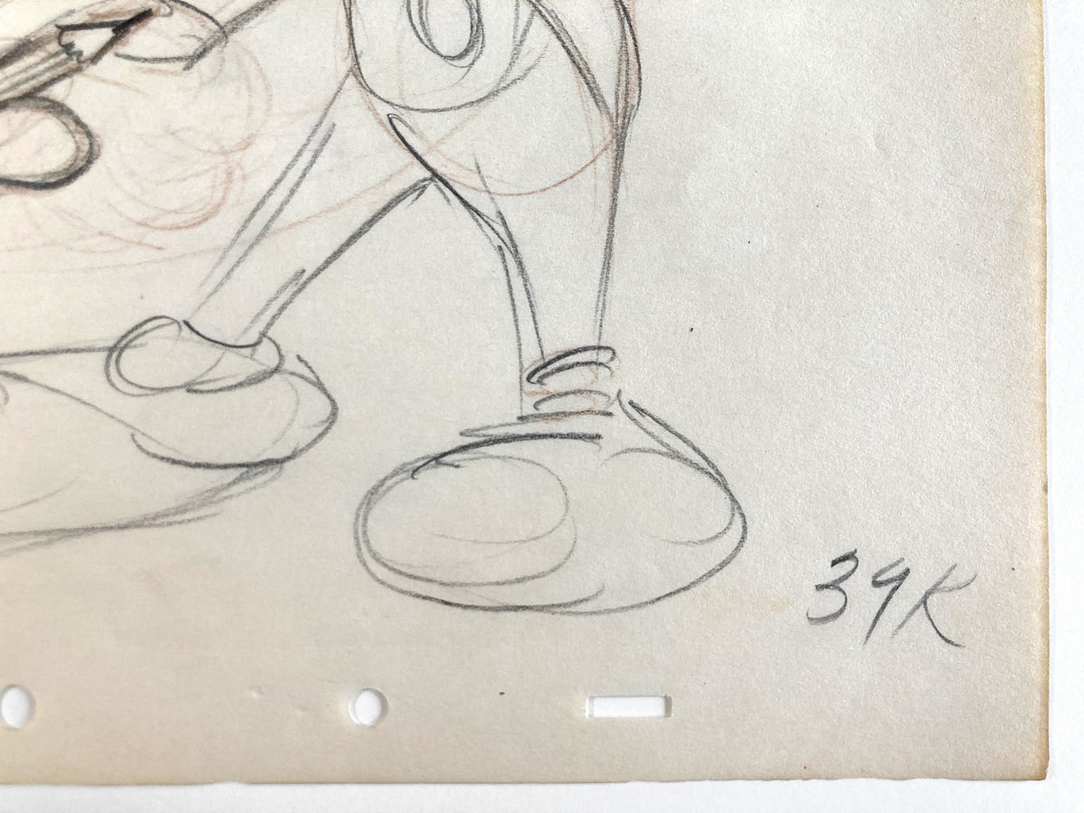Jiminy Cricket Original Production Used Rough Animation Art Drawing (Walt Disney, c. 1940-50s). For sale on FLIP Gallery