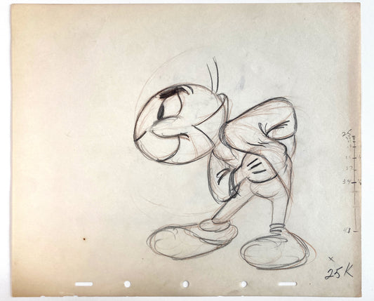 Jiminy Cricket : Original Production Used Rough Animation Drawing (Walt Disney, c. 1940-50s). For sale on FLIP Gallery